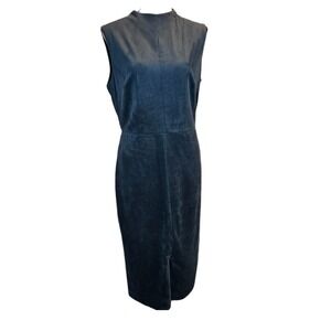 Alexia Admor Size 10 Teal Faux Suede Sleeveless Sheath Midi Dress